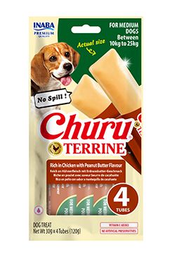 Churu Dog Terrine kuřecí s araš.másl. plemena M 4x30g