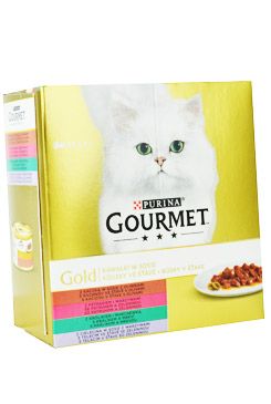 Gourmet Gold Mltp konz. kočka kousky ve šť.zelen.8x85g