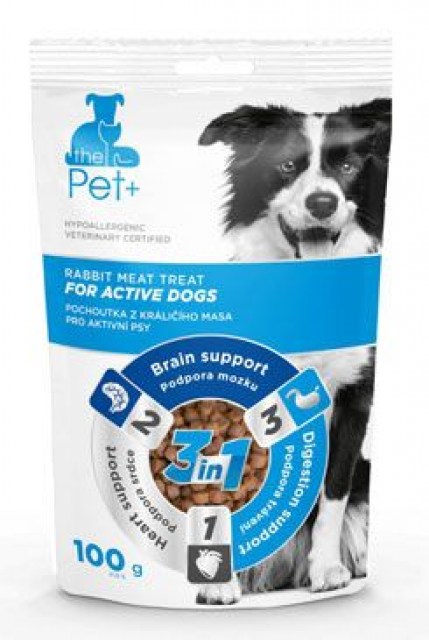 Pochoutka Pet+ 3v1 pes DOGS ACTIVE králičí 100g