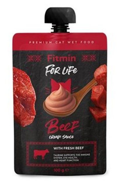 Fitmin For Life cat Cream sauce hovězí kapsa 100g