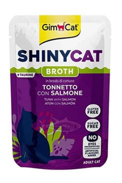 Gimcat ShinyCat kapsa tuňák s lososem ve vývaru 70g