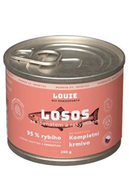 Louie Dog konz. Losos s rakyt.špenátem,prebiotiky 200g