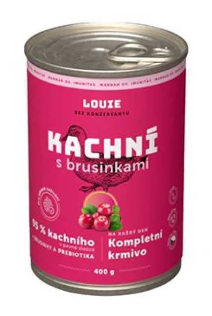 Louie Dog konz. Kachní s brusinkami a prebiotiky 400g