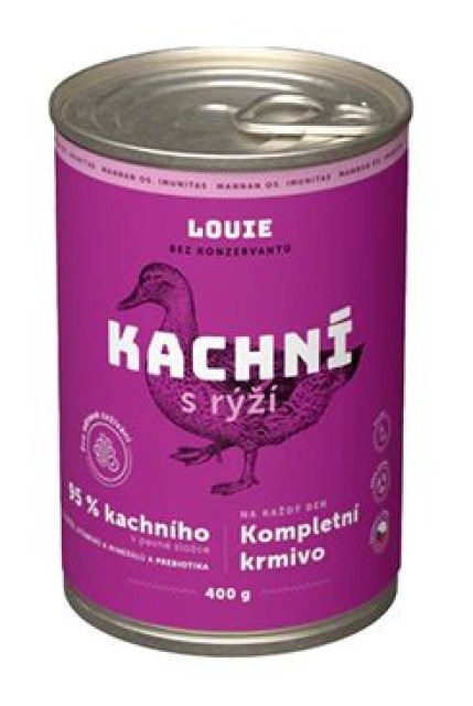 Louie Dog konz. Kachní s rýží a prebiotiky 400g