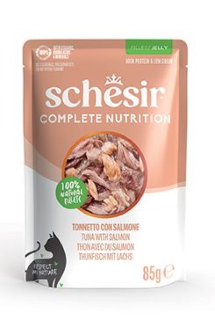Schesir Cat kapsa Compl.Nutrition Tuňák+losos želé 85g