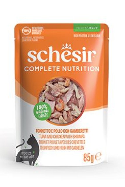 Schesir Cat kaps.Compl.Nutrit.Tuňák+kuře+krev.želé85g