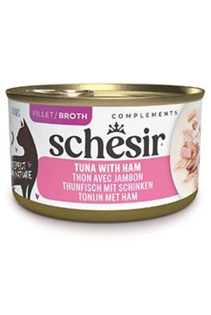 Schesir Cat konz. Complements tuňák/šunka vývar 70g