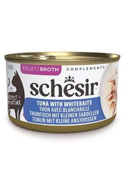 Schesir Cat konz. Complements tuňák/mřenky vývar 70g