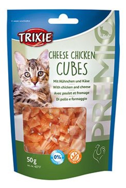 Pochoutka Premio CHEESE CHICKEN CUBES pro kočky 50g TR