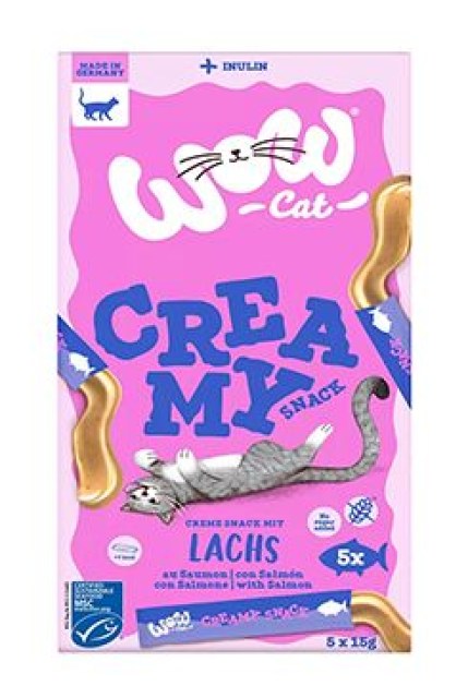 WOW Cat poch. Creamy Snack s lososem 5x15g