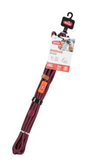 Vodítko pes BIVOUAK provazové 6mm/10m červená Zolux
