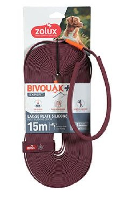 Vodítko pes BIVOUAK ploché,silik.15mm/15m červenáZolux