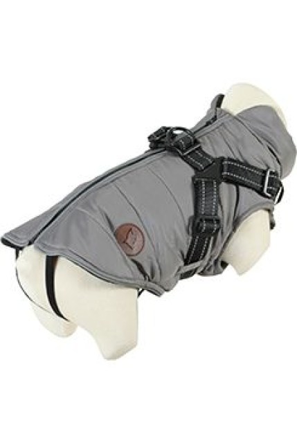 Obleček bunda pro psy S POSTROJEM černošedá 25cm Zolux