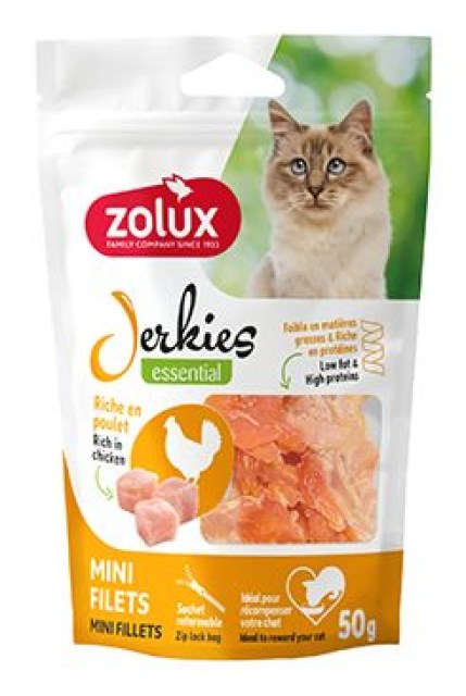 Pochoutka kočka JERKIES MINI filet kuře 50g Zolux