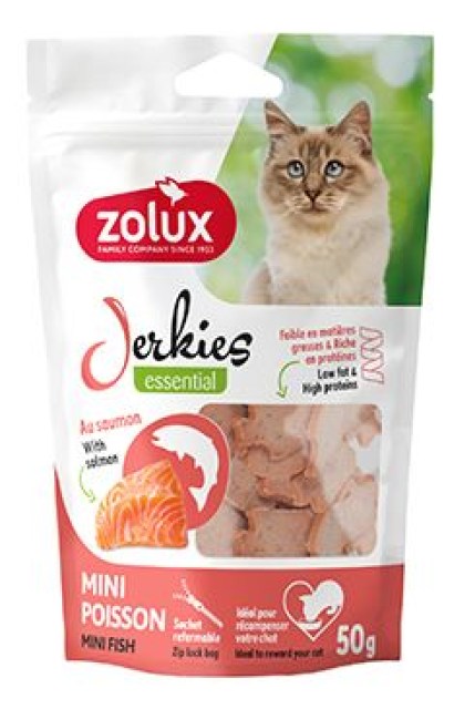 Pochoutka kočka JERKIES MINI rybky losos 50g Zolux
