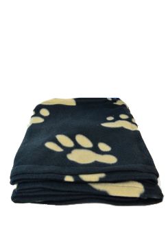 Deka pro psy BARNEY černá a hnědé tlapky 150x100cm TR