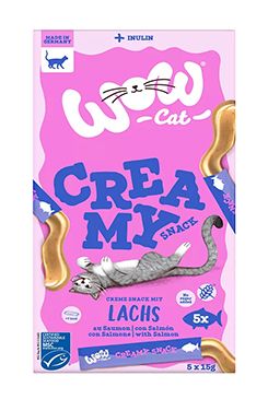 WOW Cat poch. Creamy Snack s lososem 5x15g