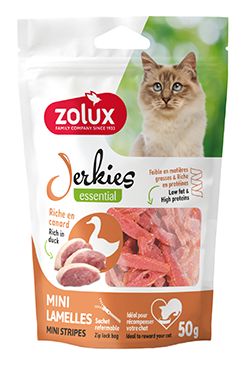 Pochoutka kočka JERKIES MINI proužky kachna 50g Zolux